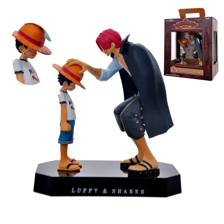 Anime One Piece Monkey D Luffy & Shanks Moving Scenes 18cm PVC Action Collection Figures Model Toys