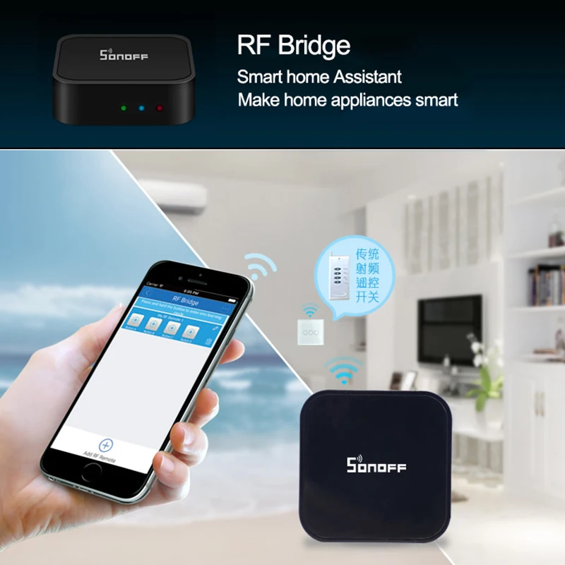 Sonoff RF Bridge Wifi Wireless Signal Converter 433Mhz Door/Window Alarm Sensor smart Home Automation work with Alexa Ewelink