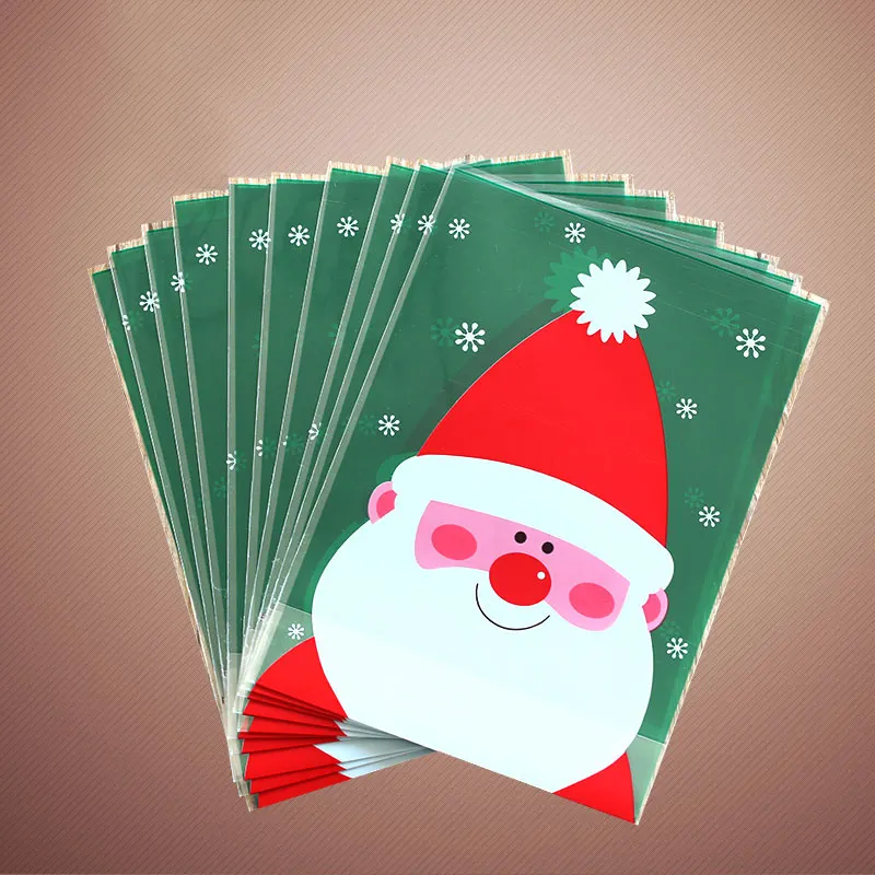 10PCs/LOT Plastic Christmas Bags Santa Claus Gift Bag Packaging New