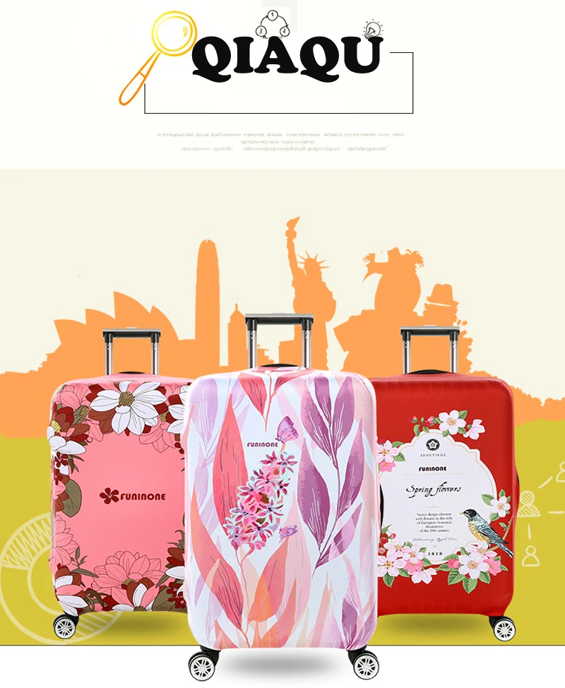 QIAQU Защитная крышка для багажа из эластичной ткани, Suitable18-32 дюймов, чехол на колесиках, чехол для путешествий, пылезащитный чехол, аксессуары