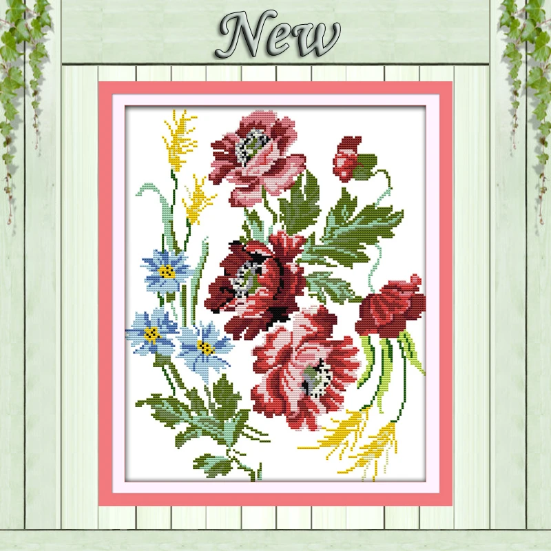 

Charming flowers home decor painting crafts Cross Stitch DMC 14CT 11CT Counted printed on canvas Embroidery sets Needlework kits