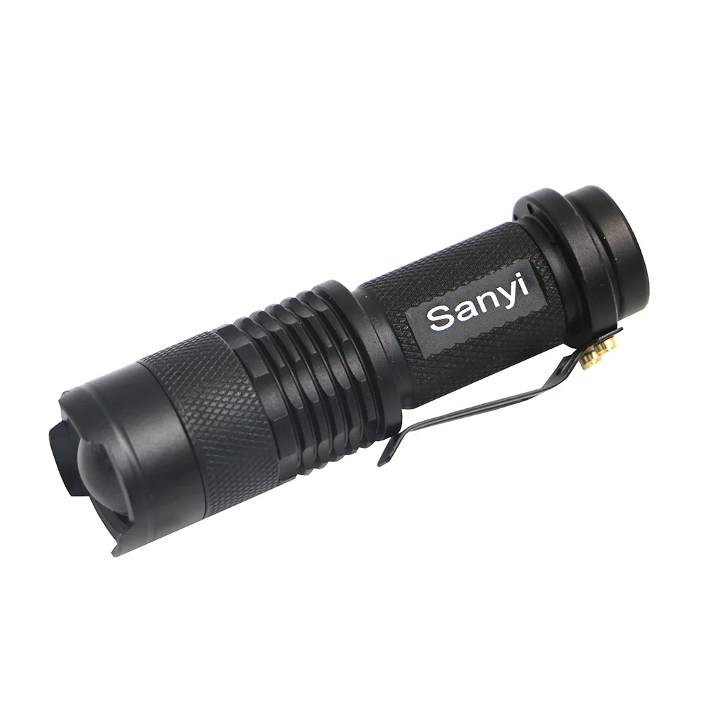 

Sanyi Mini Flashlight 2000LM Waterproof LED Penlight Torch 1-Mode Zoomable Adjustable Focus Lantern Portable Camping Light 14500