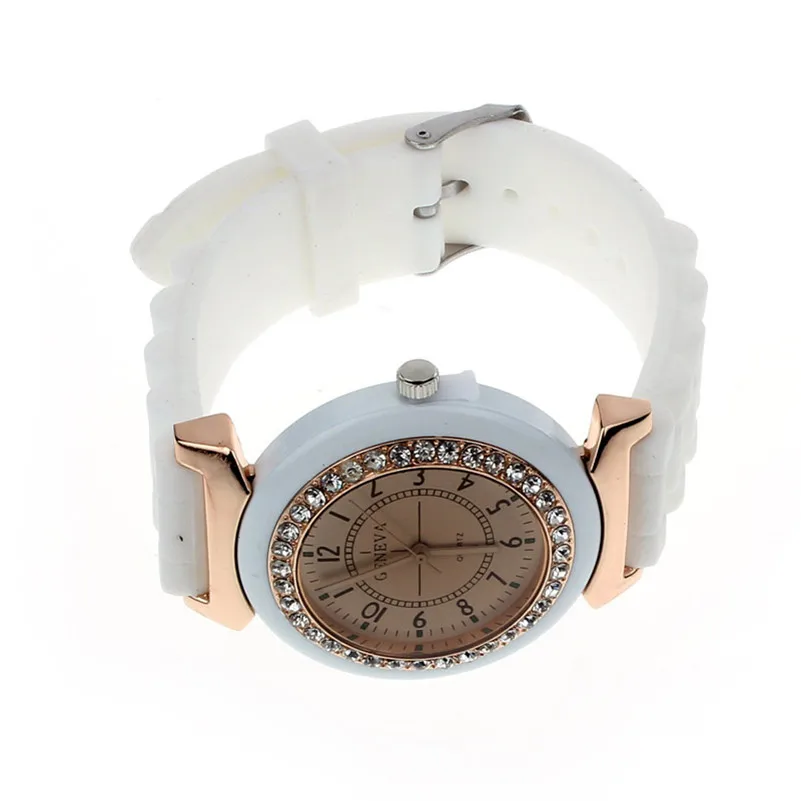 Women's watches brand luxury fashion Classic Rhinestone Geneva Rubber Watch Strap Bracelet Women Wrist Quartz clock M03 (6)