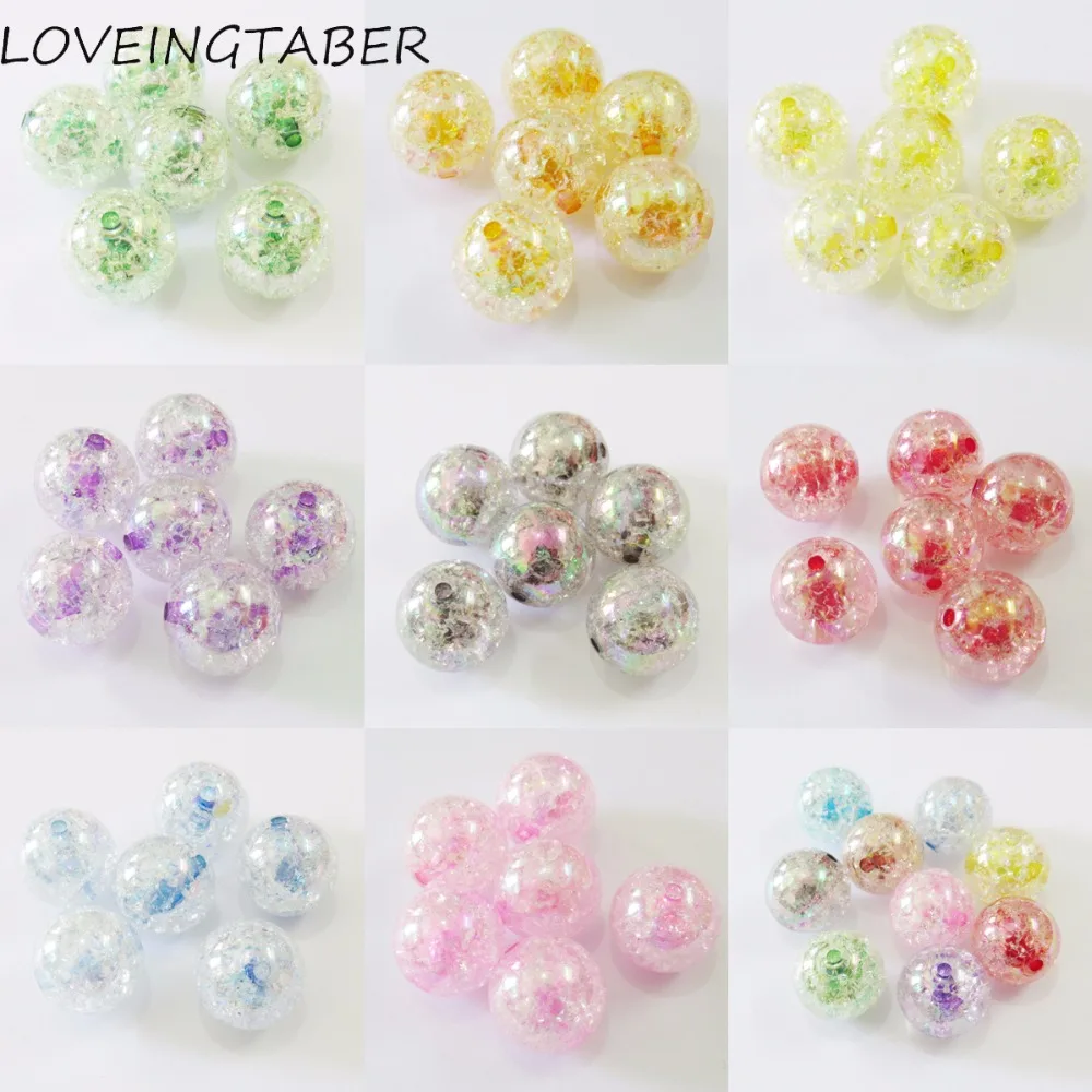 

(Choose Color First) Wholesale ! 20mm 100pcs/bag Chunky Acrylic Cored Crack AB Beads
