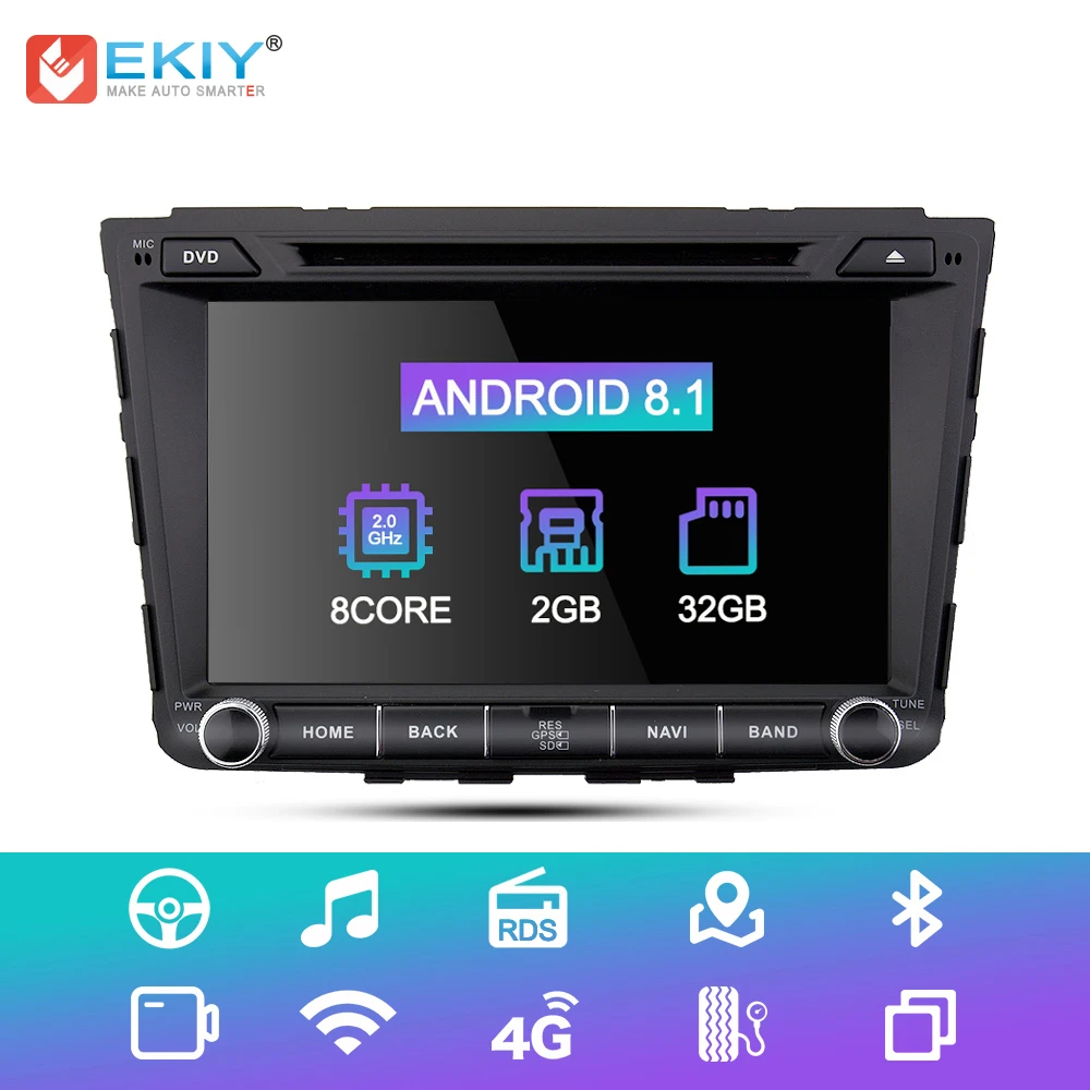 

EKIY 2 Din Android 8.1 Multimedia Player Car DVD Radio Stereo For Hyundai Creta IX25 8'' Auto GPS Navigation Head Unit Wifi 4G