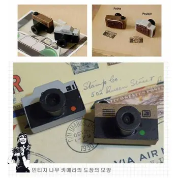 

2pcs/lot 4*3*1.2cm Creative Log Retro Stamp Small Camera Pattern Seal DIY Photo Album Essential Stationery Set