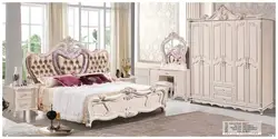 Современная Европейская кровать из массива дерева модная резная кожаная французская мебель для спальни king size HC0026