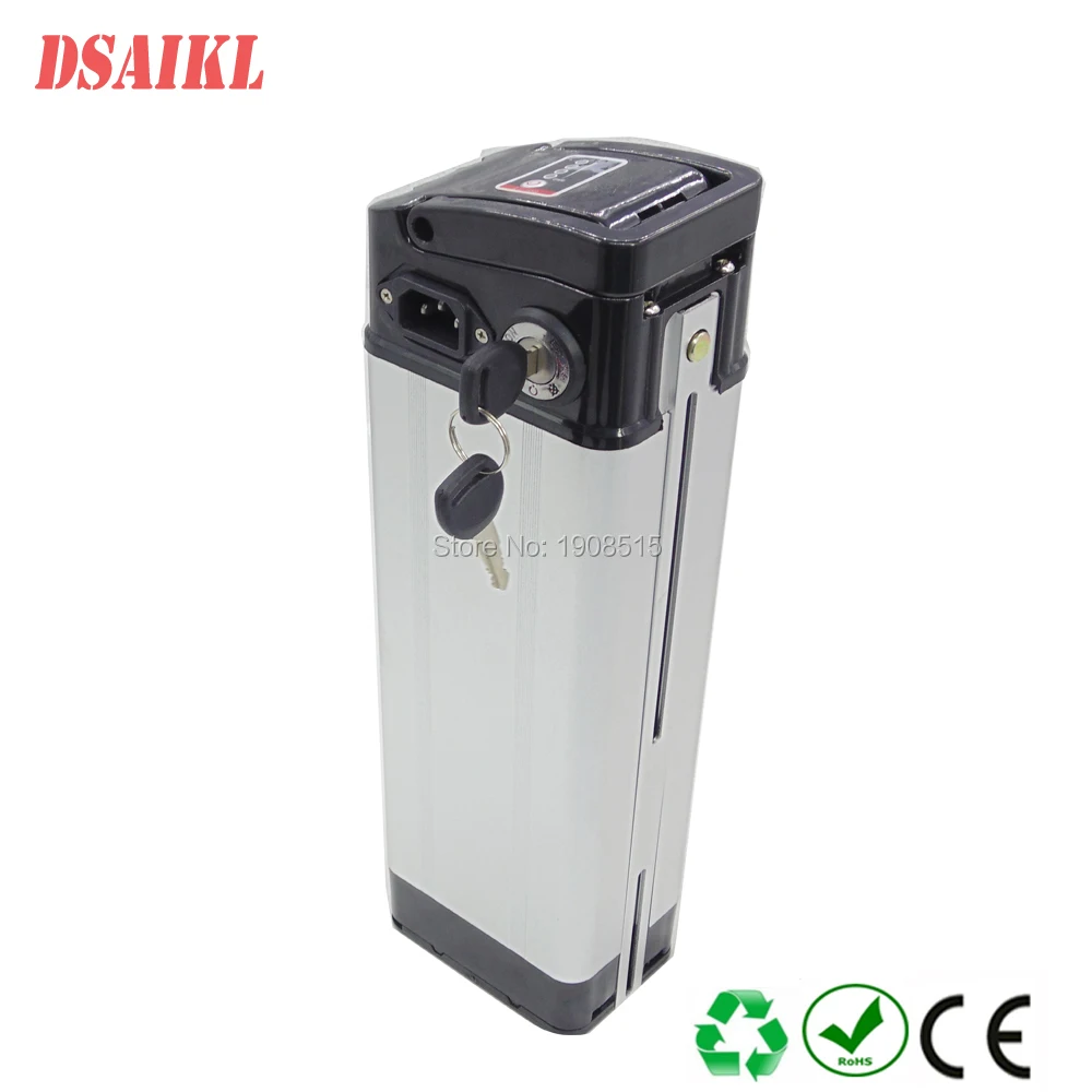 

EU US no tax long cycles LiFePO4 250W 500W Ebike battery pack 36v 10ah silver fish lithium battery with charger