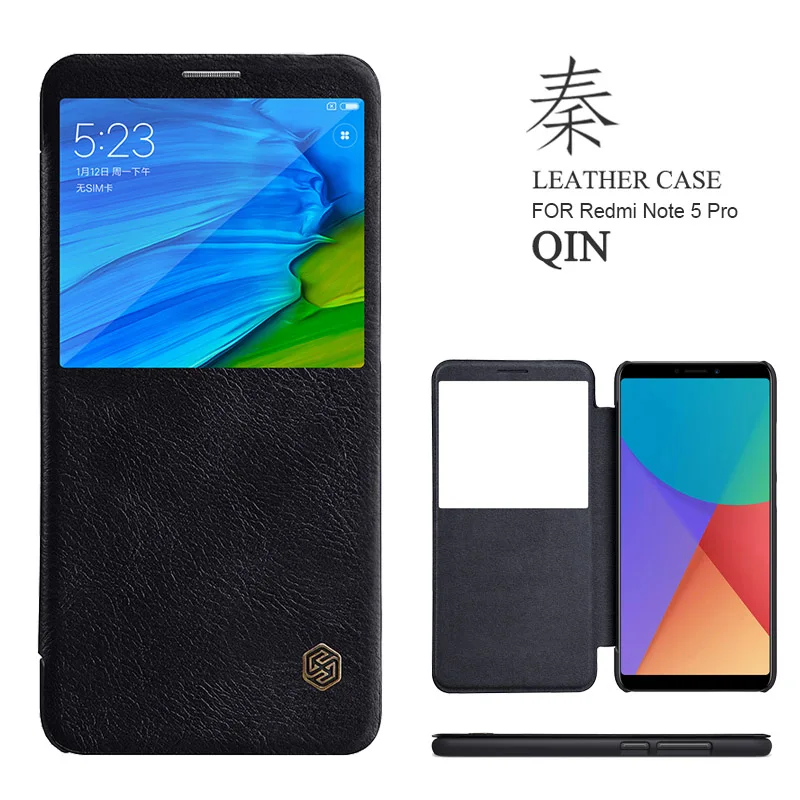 

for Xiaomi Redmi Note 5 Pro Case Nillkin Qin Luxury Flip Leather Case Smart Window View for Redmi Note 5 Prime Phone Case Cover