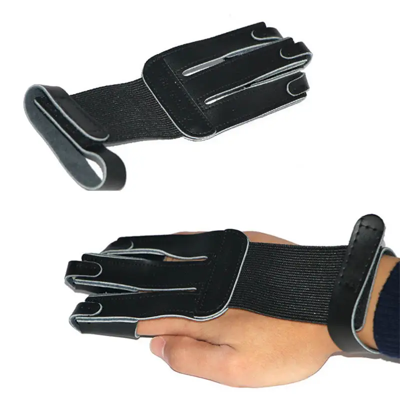 3 Finger Fingers Protect Glove Leather Left Hand Archery Arrow Bow Hunting Shooting Protective Finger Entertainment Tool