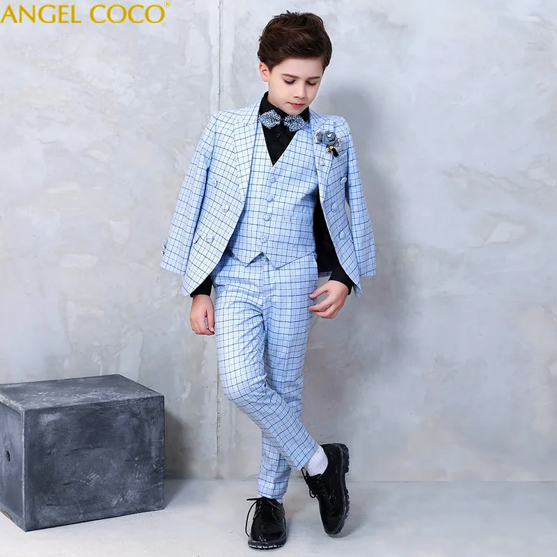 Blue Blazers For Boys Suits For Weddings Piano Costume School Hosting Boys Prom Suits Costume Garcon Boys Dresses For Children