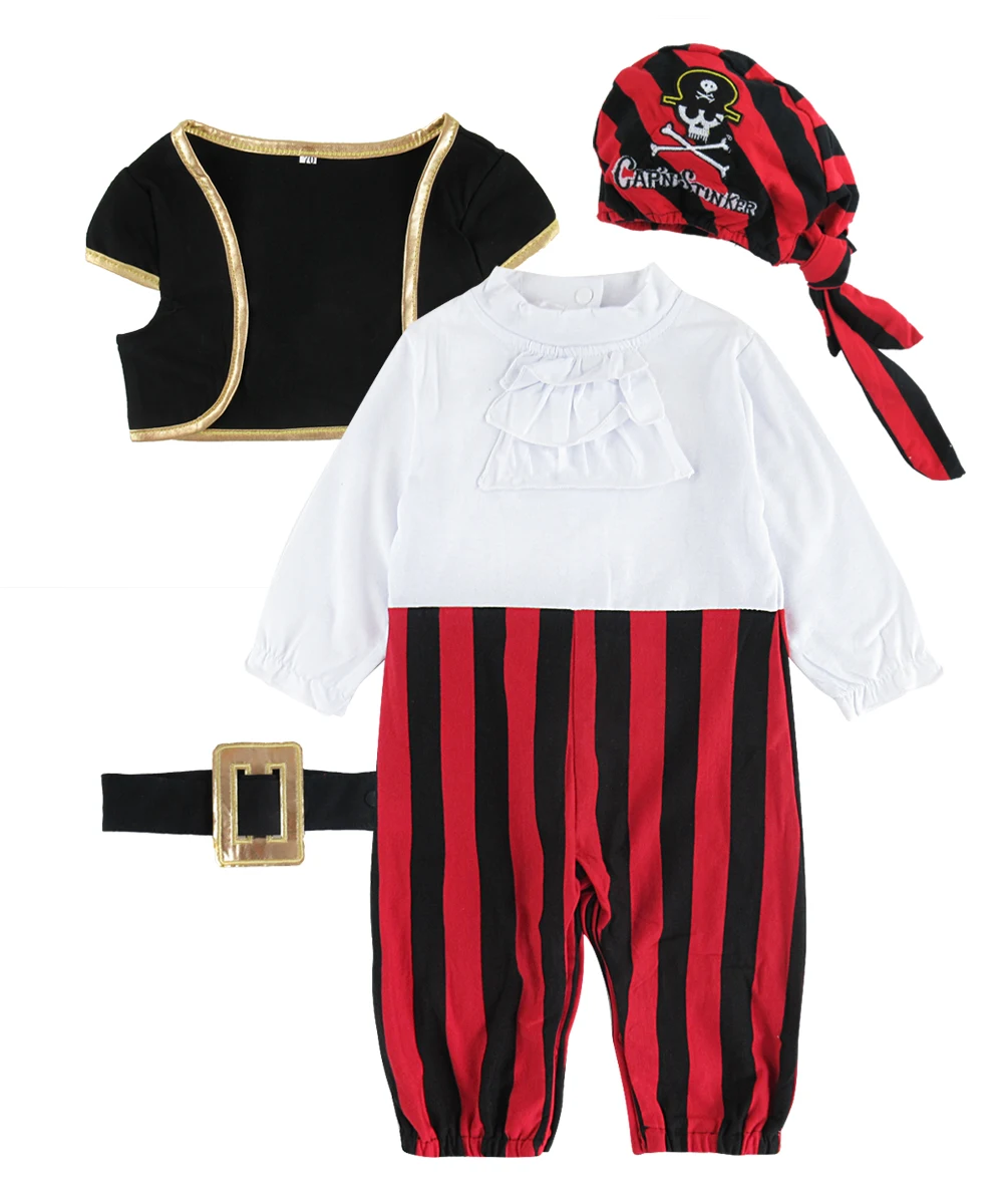 Костюм пирата для маленьких мальчиков, комбинезон для младенцев, костюм капитана, карнавальный костюм для новорожденных, новогодний костюм, одежда для малышей