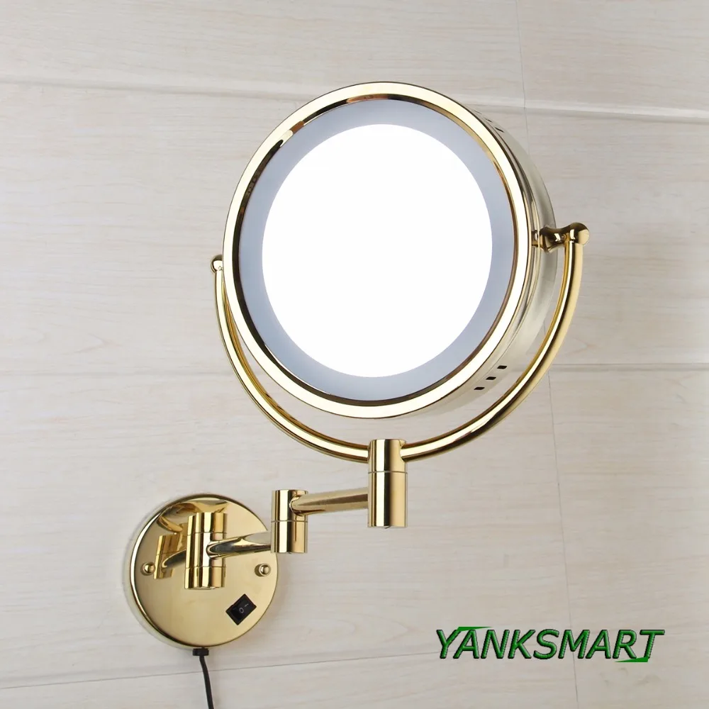 

YANKSMART Led Makeup Mirror With Led Light Vanity Cosmetic Magnify Wall Mirror Bathroom 3x Magnification Shaving Makeup Mirrors