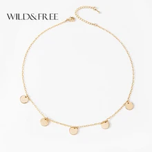 Wild& Free, Новое поступление, золотые блестки, монета, кисточка, чокер, Женские Подвески, чокер, ювелирное изделие, простая цепочка, чокеры, ожерелья для женщин