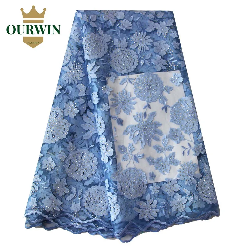 

Ourwin African Lace Fabric 5yds/pce By DHL Laser Cut with Stones for Women Party Dresses 2018 New Arrival High Quality Nigerian