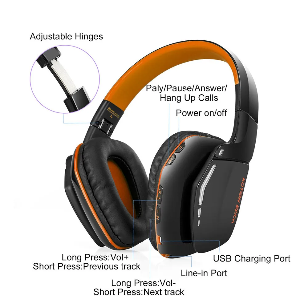KOTION EACH B3506 Foldable Wireless Bluetooth Headphones casque Hifi Bass Stereo Headset with Mic for Phone PS4 Tablet PC Gamer (8)