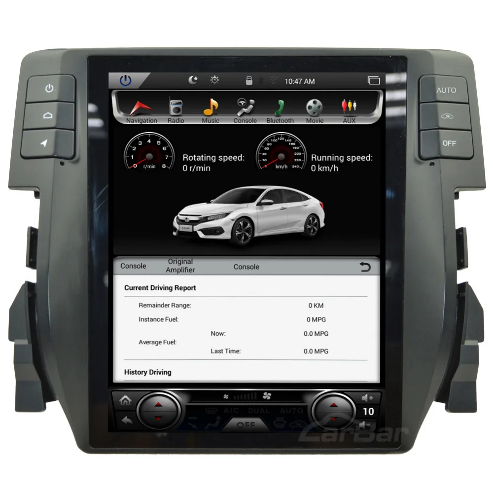 CARBAR 1" вертикальный ips экран Android автомобильный DVD gps-навигация, радио, стерео плеер для Honda Civic 2 Гб ram 64 Гб rom