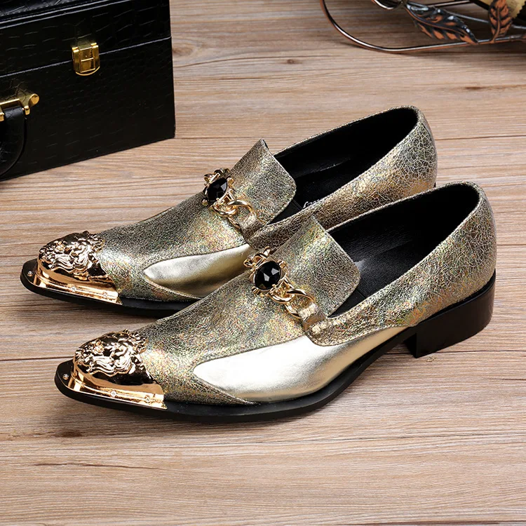 

Recreational leather shoes, fashion shoes leather printing steel-toed individuality formal shoes