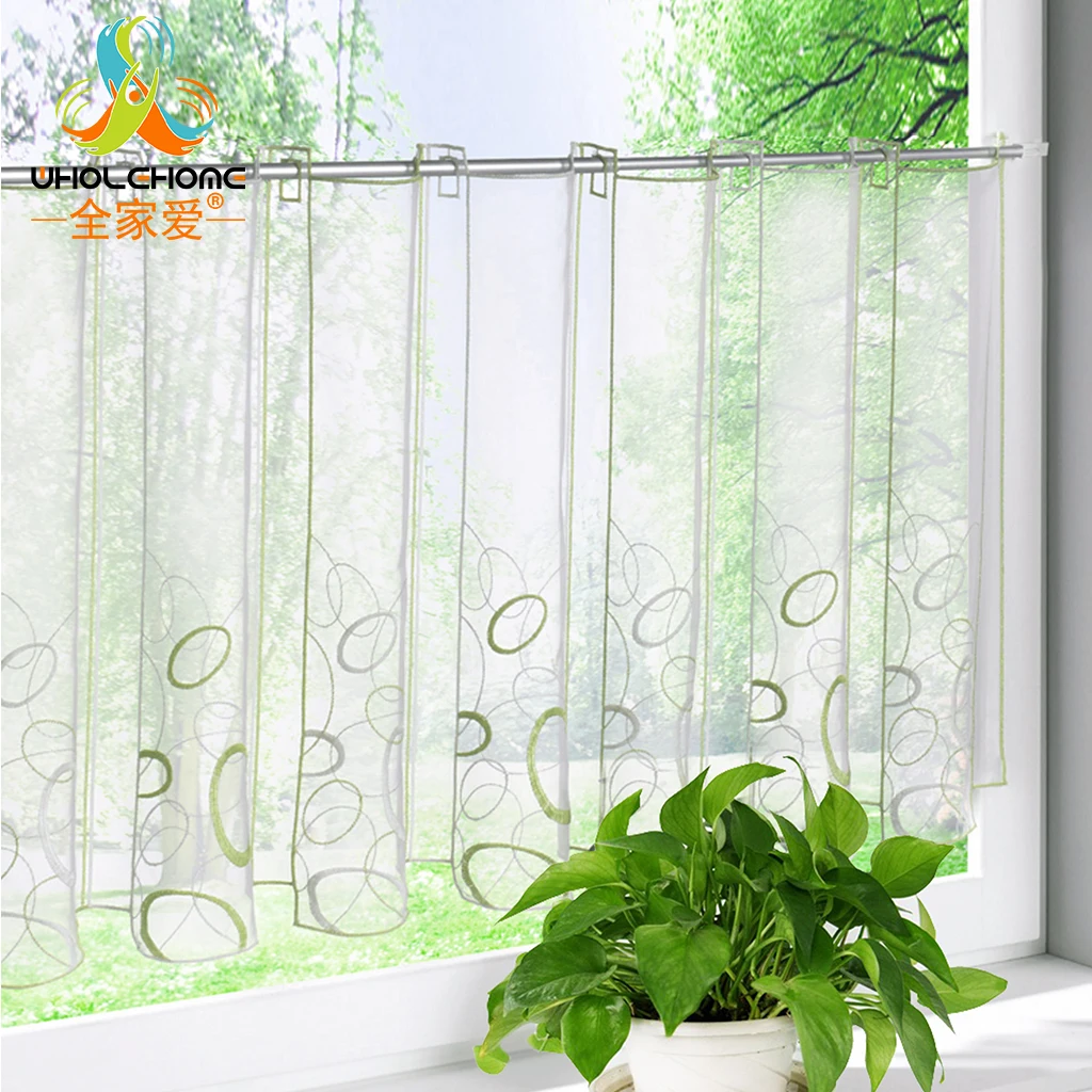 

1PCS/Lot Window Valance Half-curtain Embroidery Striped Panel Drape Customize Coffee Roman Curtain for Kitchen Cabinet