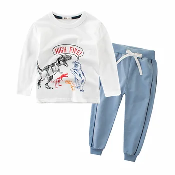 

Dinosaur Kids Clothes Set Boys 4-12 Years Long Sleeve Cotton Kids Tops and Pants Set 2pcs Baby Children Clothing 2020