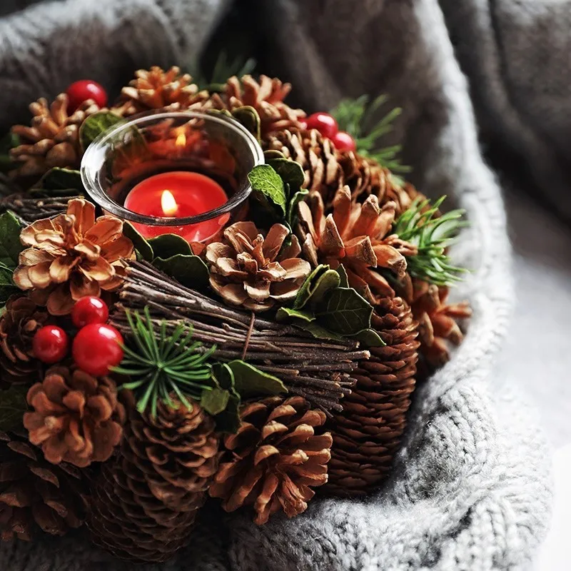 Рождественский подсвечник Pinecone чайный светильник подсвечники для обеденного