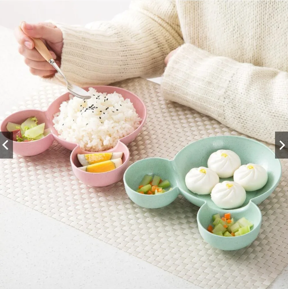 Детская тарелка «Микки Маус», посуда с мультяшной мышкой, Ланч-бокс, детская миска для кормления риса, пластиковая тарелка, посуда