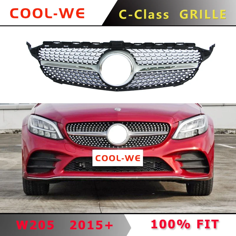 Алмазный гриль для Benz C180 C200 C250 C300 2015 2018|Гоночные решетки| |