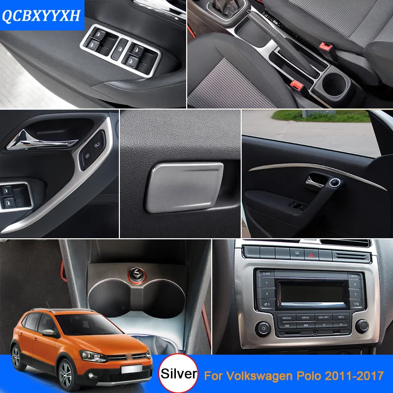 Us 13 73 16 Off Car Styling Silver For Volkswagen Polo 2011 2017 Car Interior Decoration Sequins Interior Door Window Lift Switch Panel Cover In