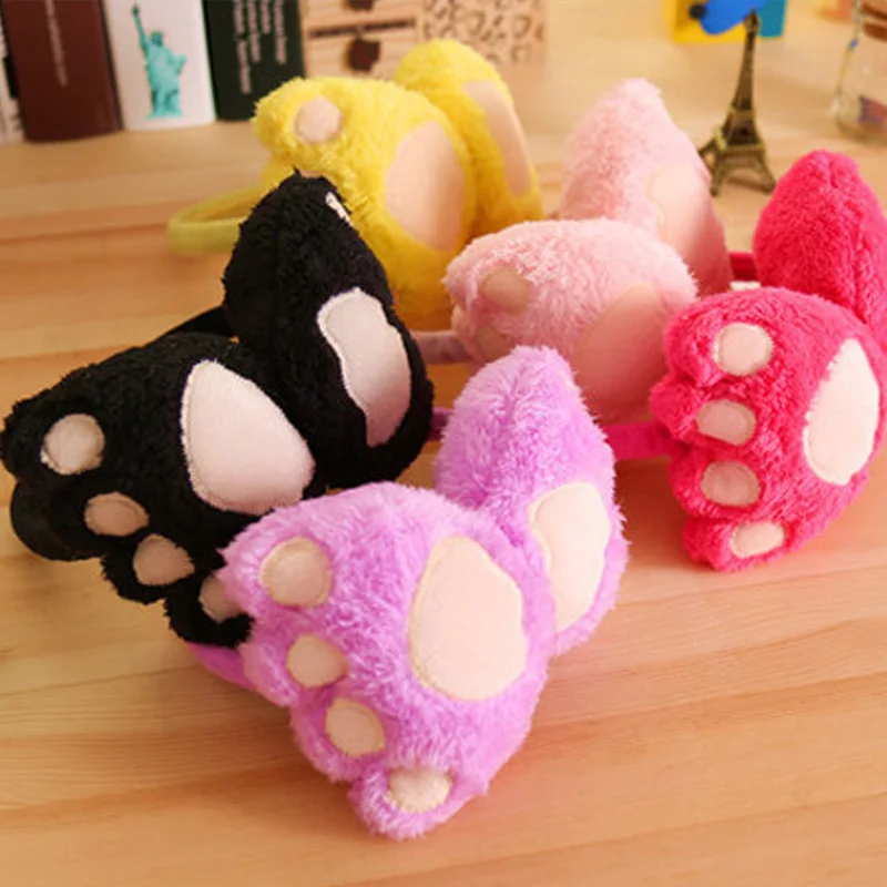 

Girls Winter Accessories Fur Earmuffs Paw Print Cute Ear Muffs For Kids Ear Warmer