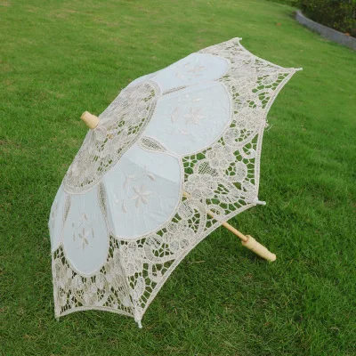 

Diametre 29 CM choice Noble Elegant Palace Style Long Arm Wedding Bridal Umbrella/Embroidery Gingham Lace Parasol lace Umbrella
