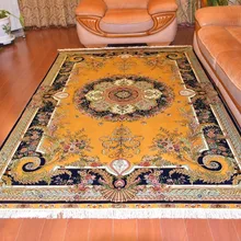 6'x9' желтый цветок Восточный Гостиная ручной работы шелковые ковры персидский дизайн шелковые коврики для гостиной
