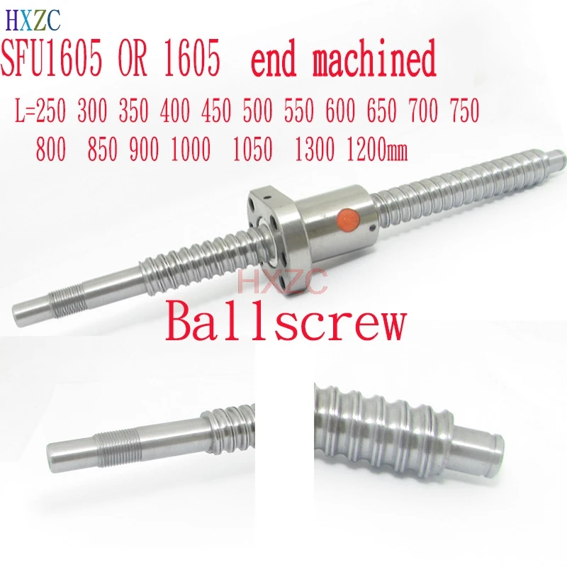 

Ballscrew SFU1605 250mm 300 350 400 450 500 600 650 700 900 1000 1200 1500mm w Ballnut Ball Screw RM 1605 End Machined CNC