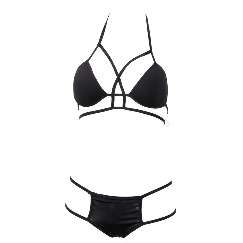 ITFABS Bikini hot sale cut up hollow black sexy Bikini Set Bandage Push