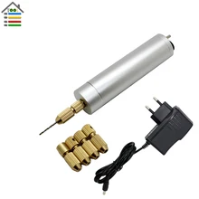 DIY Mini Micro Electric Aluminum Hand Drill AC110-240V w/5 Brass Collets 10pc Twist Bits Set PCB Wooden Motor Hobby Model Tool