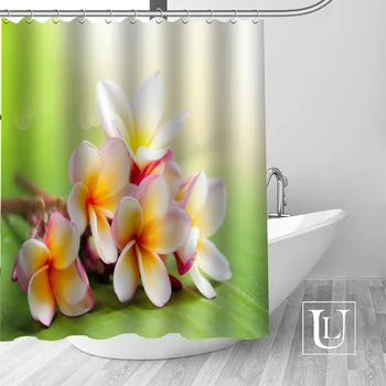 

plumeria flower Shower curtain Multi size Shower curtain includes 12 Plastic Hooks Antibacterial Easy to Hang Shower curtain