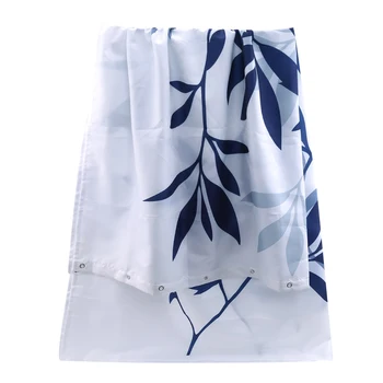

Modern Polyester Fabric Shower Curtain With Hooks Leaves Printed Waterproof Bathroom Curtains Home Bath Decoration