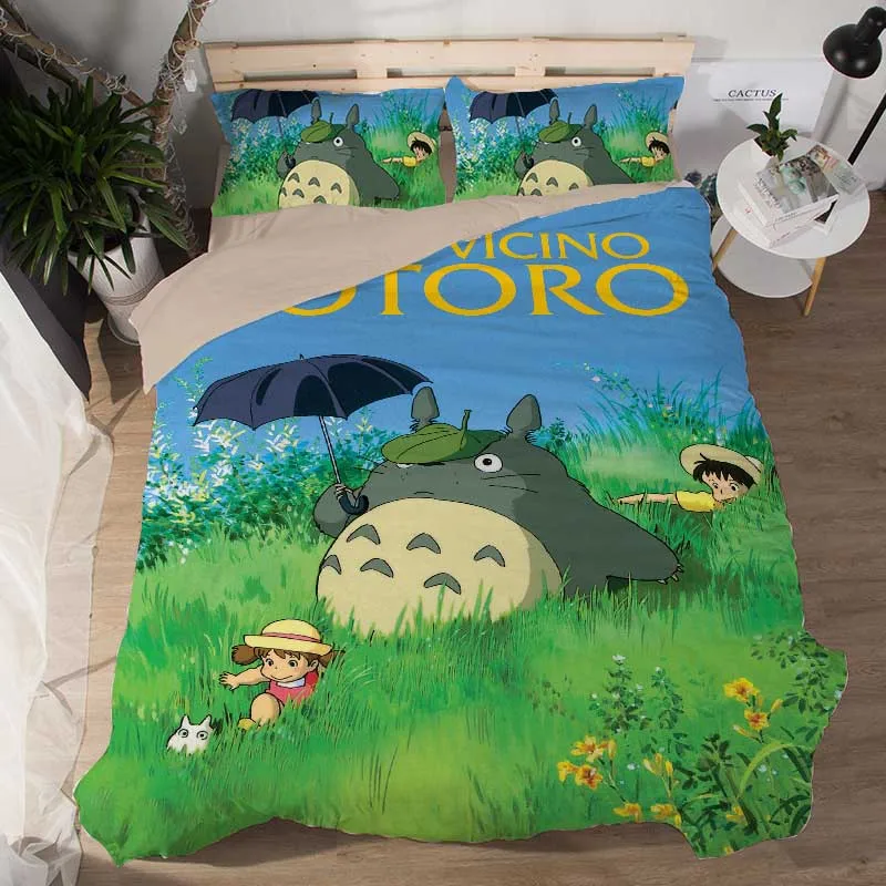 Комплект постельного белья с 3D рисунком Тоторо, пододеяльники, наволочки, одеяла, постельные принадлежности, постельное белье Tonari no Totoro, Комплект постельного белья - Цвет: 4