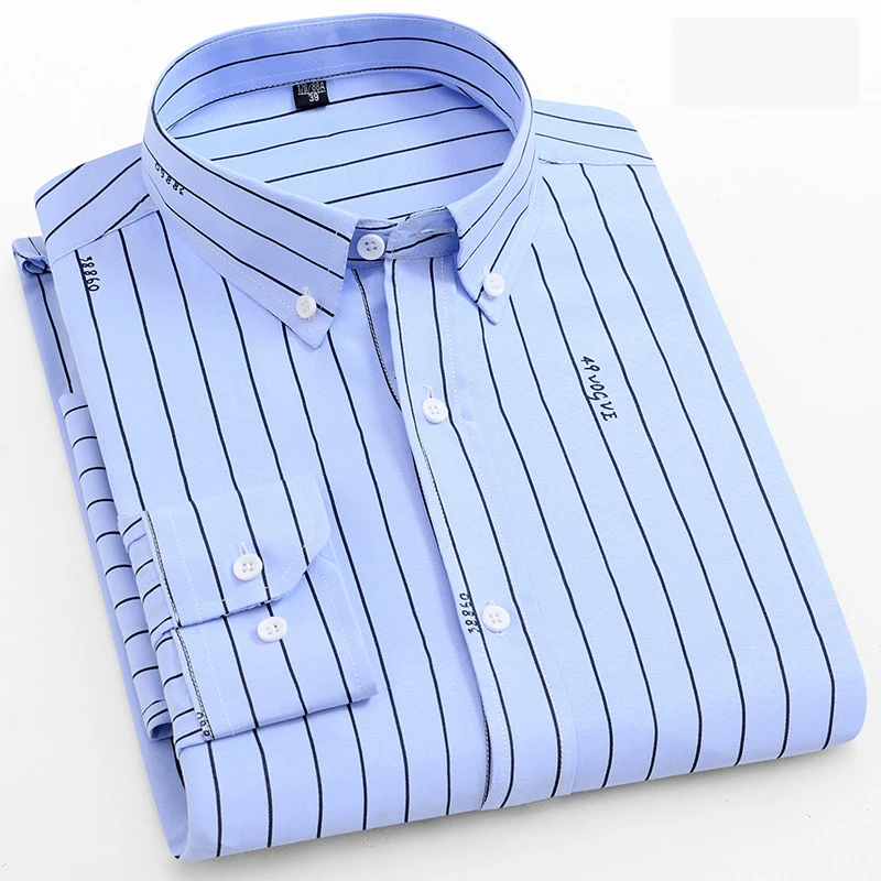 

Men Shirt Mens striped shirt Business fashion Casual Shirts Men Famous Clothing Plaid Long Sleeve Work Shirt Camisa Masculina