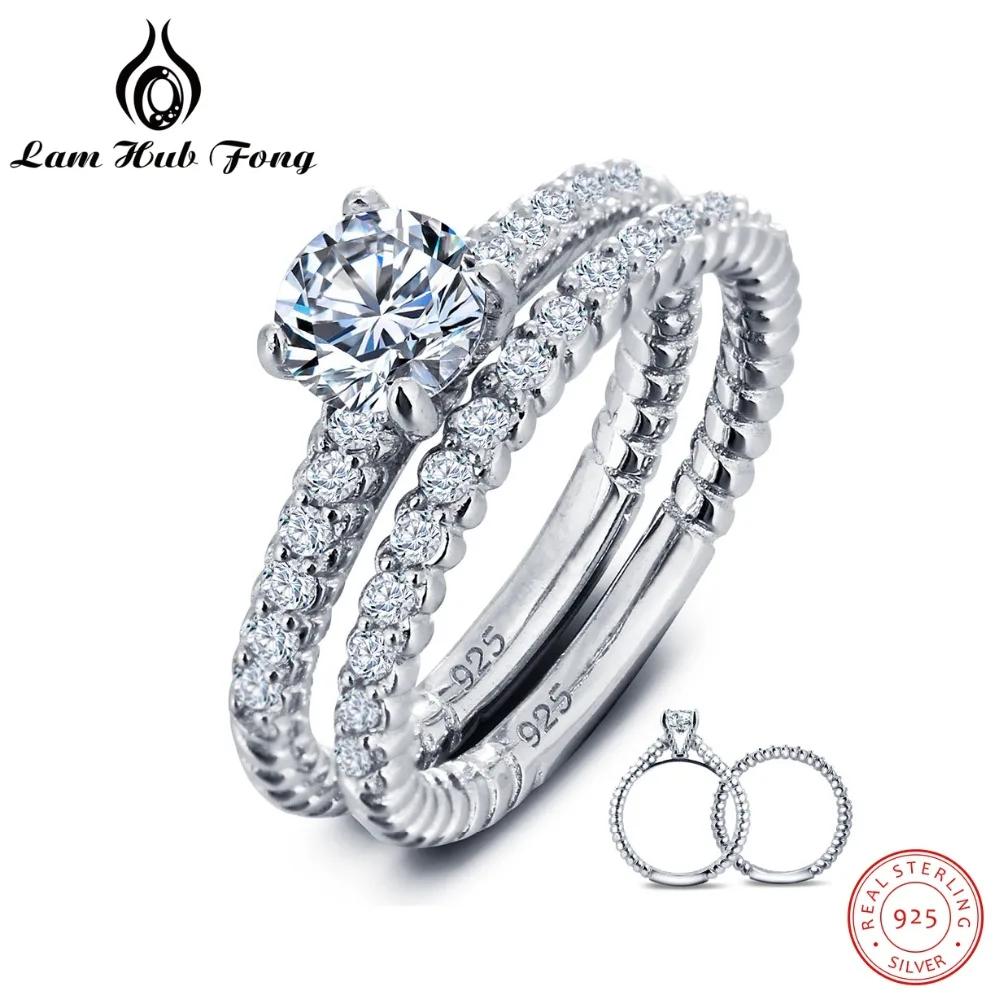 

Luxury 2 Pcs Solid 925 Sterling Silver Women's Wedding Ring Sets Fashion Princess Engagement Wedding Ring For Women Solitaire