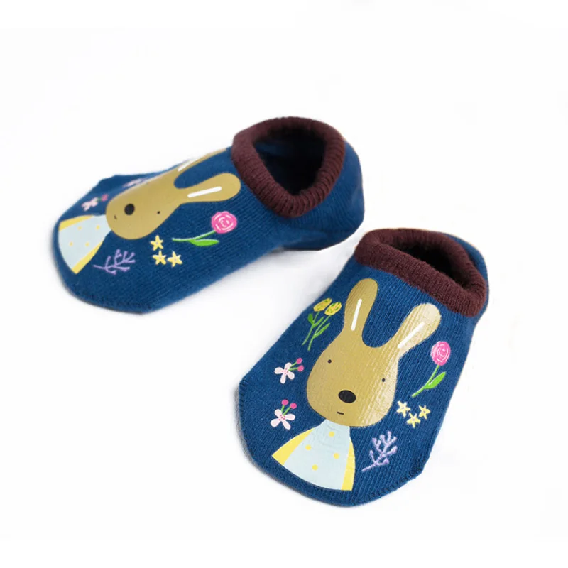 Детские носки с резиновой подошвой, противоскользящие носки для маленьких девочек Теплые носки с рисунками теплые носки для маленьких мальчиков, Sokken, Прямая поставка