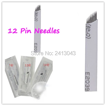 

50Pcs 12Pin Eyebrow Tattoo Blades For Eyebrow Manual Pen Sterilized Independent Package Permanent Makeup Machine Needles