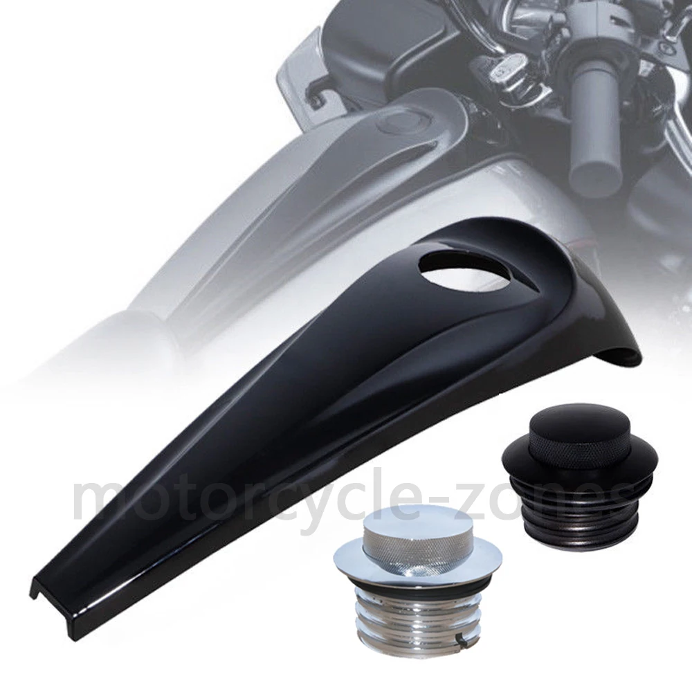

Gloss Black Motorcycle Dash Fuel Console with Gas Tank Cap Cover For Harley Touring Electra Road Street Glides 2008-2018