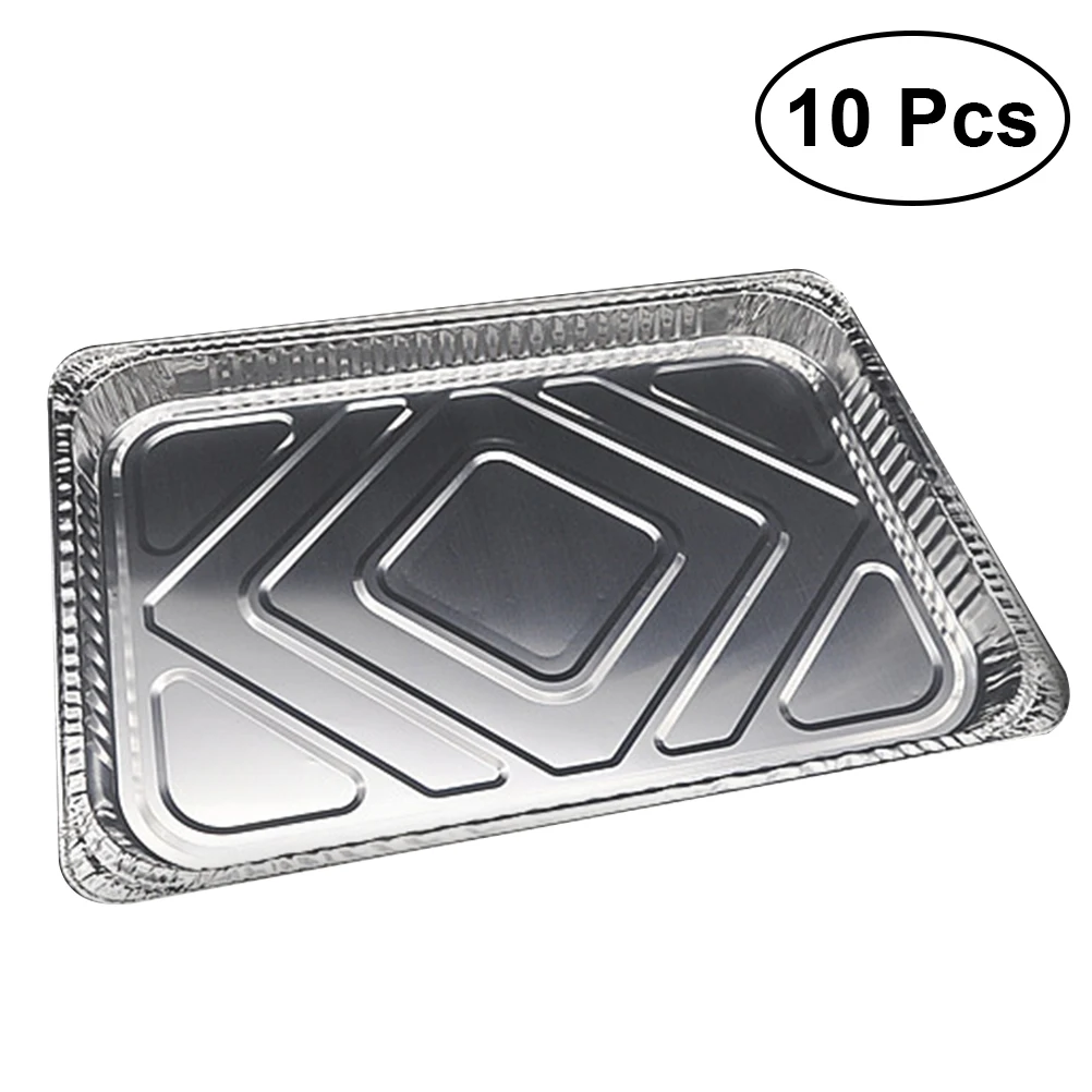 

10Pcs Disposable BBQ Drip Pan Tray Aluminum Foil Tin Liners for Grease Catch Pans Replacement Liner Trays