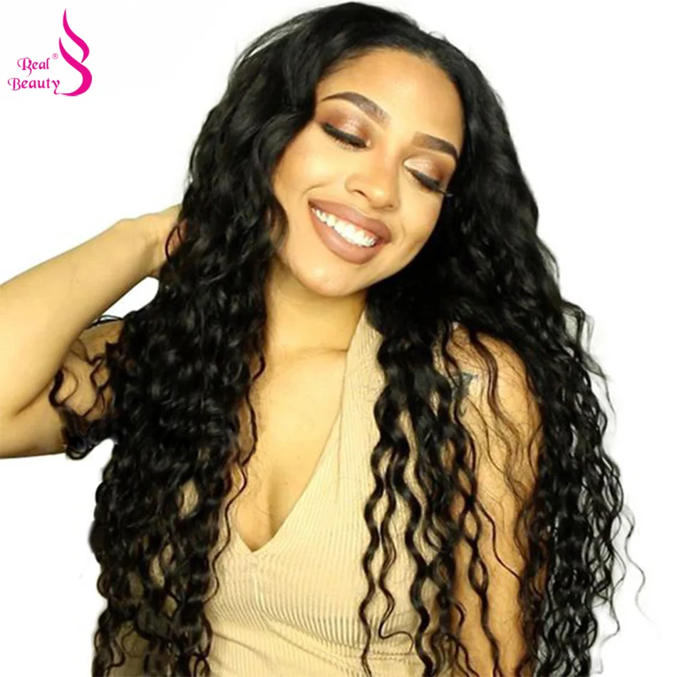 3 Bundles Brazilian Water Wave With Lace Closure Real Beauty Human Hair Weave Bundles With Closure Non-Remy Hair (3)
