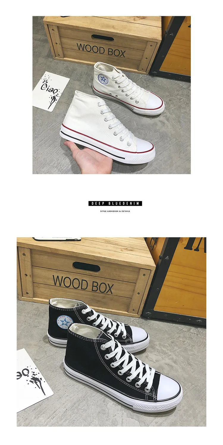 Men Canvas Shoes Summer Autumn New Fashion Solid Color Men Low High Upper Vulcanized Shoes Lace-up Casual Men Sneakers