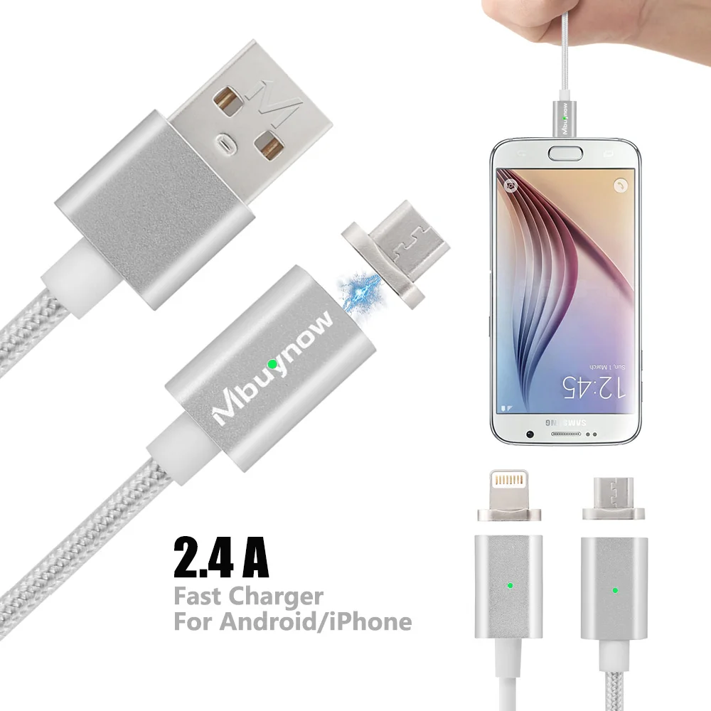 1M 2.4A Fast Universal Micro USB Metal Magnet Data Charger