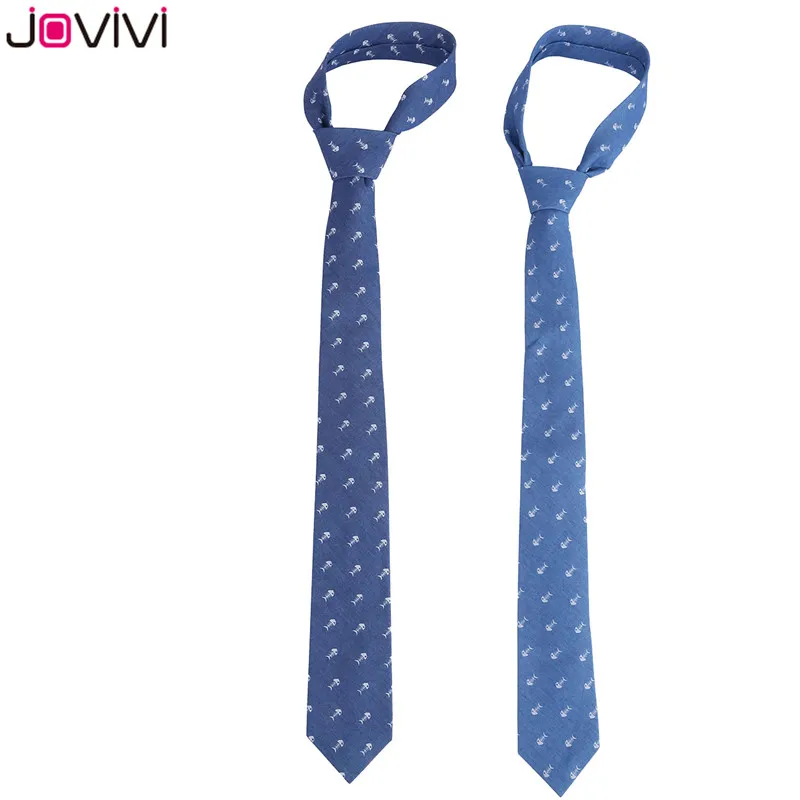 

Jovivi Mens Shirt Tie Floral Denim Ties Novelty Skinny Casual Cotton Neckties for Suit Business Party 2 Colors Optional