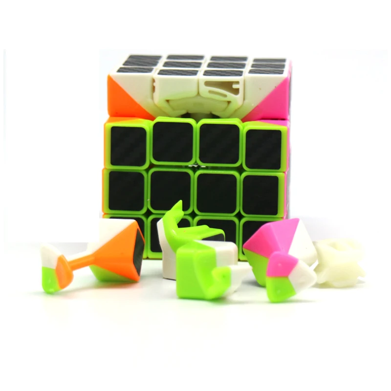 Zcube 4x4x4 углеродного Волокно Стикеры Magic Скорость Cube конкурс игры Мэджико Cubo образовательные Игрушечные лошадки для детей и взрослых