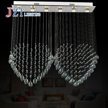 

Z best price Modern Clear K9 Crystal Chandelier Arched Rectangle Crystal Ceiling Lamp LED Fixture Lighting Bar Light