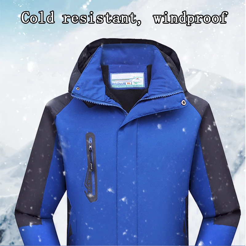 Men Ski Suit Jacket Hooded Softshell Outdoor Windproof Waterproof Hiking Winter Skiing Snowboard Bomber Jackets Fishing Costume (17)